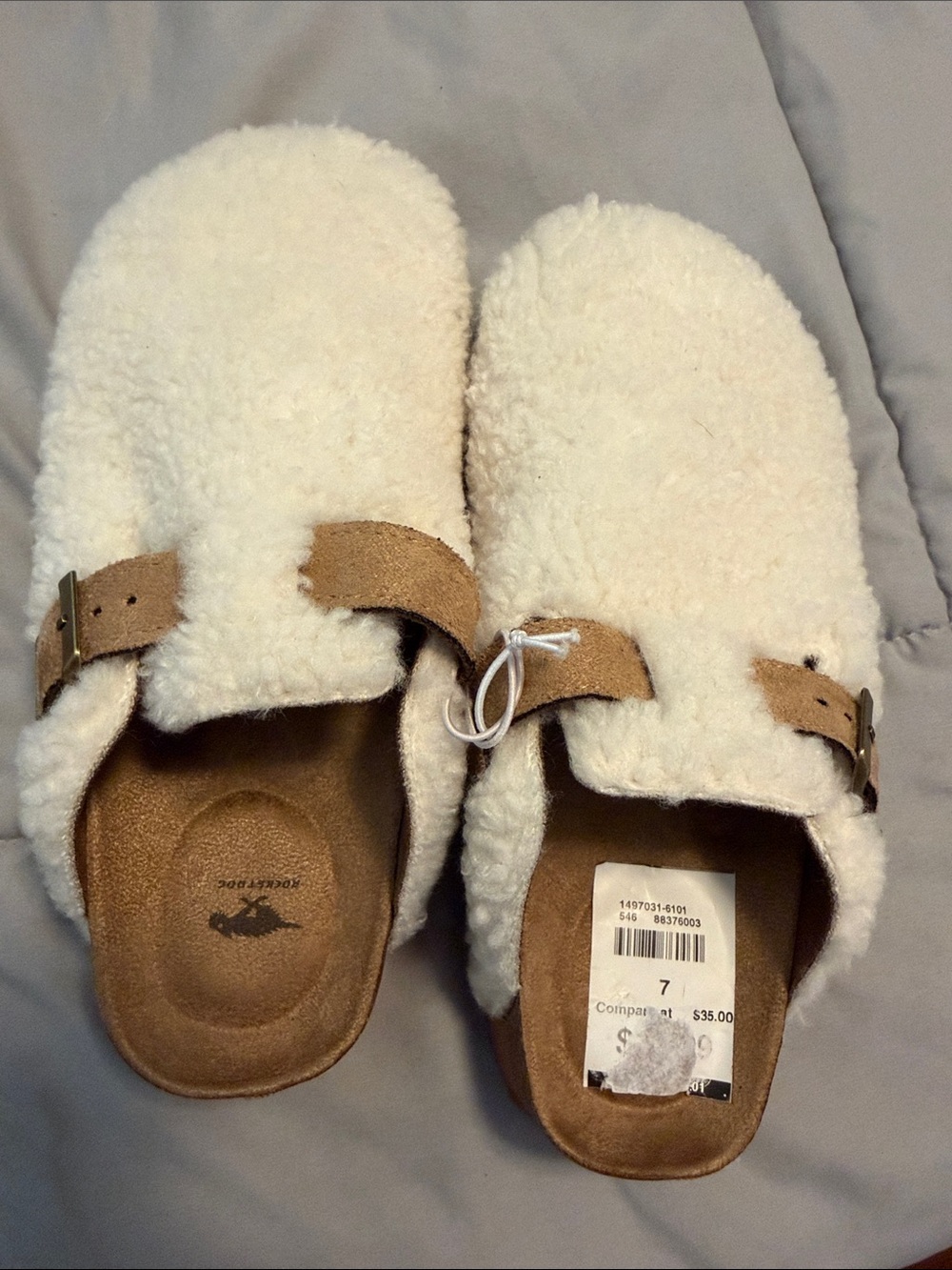 Rocket Dog Abel slippers Faux Shearling Clog mules Slides Cream color size 7
